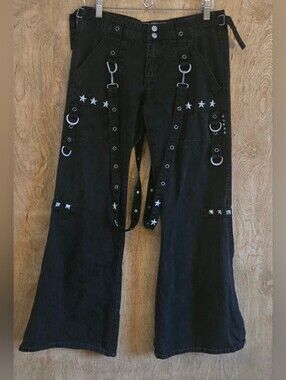 Y2K Tripp NYC Black Star Studded Gothic Raver Pants